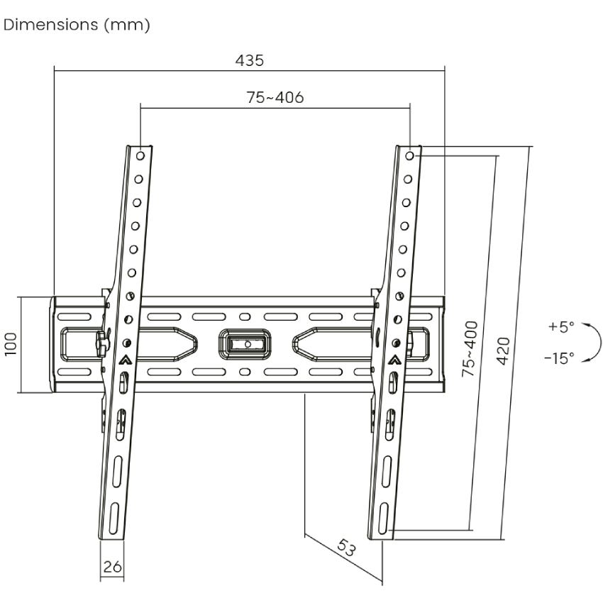 Кронштейн BRATECK KL36-44T Black Стандарт VESA 200 х 400