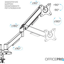 Кронштейн OFFICEPRO для 2 моніторів Black (MA512B)