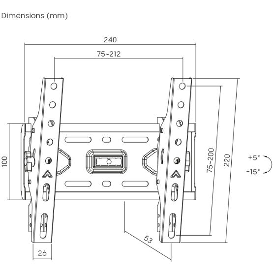 Кронштейн BRATECK KL36-22T Black Стандарт VESA 200 x 100