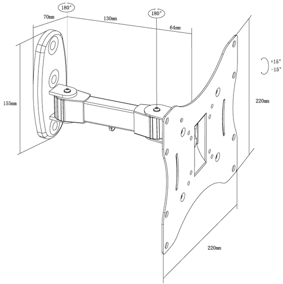 Кронштейн X-Digital STEEL SA225 Black Конструкція 2 ступеня свободи