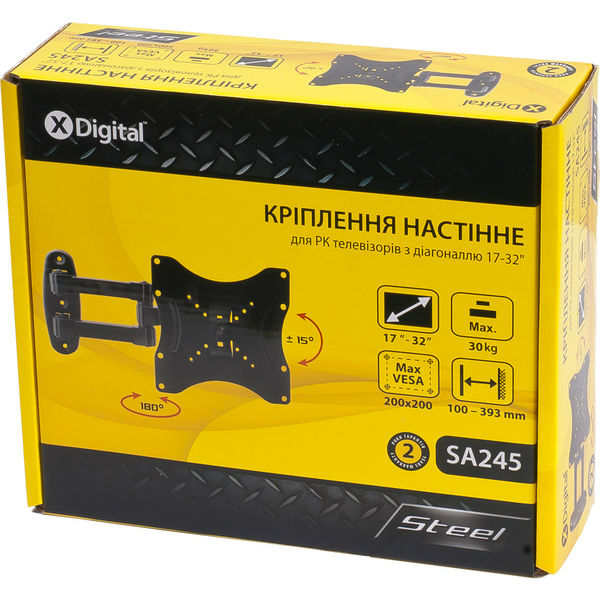 Кронштейн X-Digital STEEL SA245 Black Конструкція 3 ступеня свободи