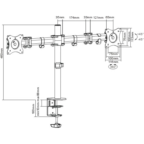 Кронштейн ITECHMOUNT MBS-12F Стандарт VESA 100 Х 100