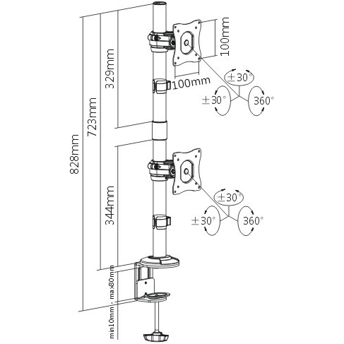 Кронштейн ITECHMOUNT MBS-21F Стандарт VESA 100 x 100