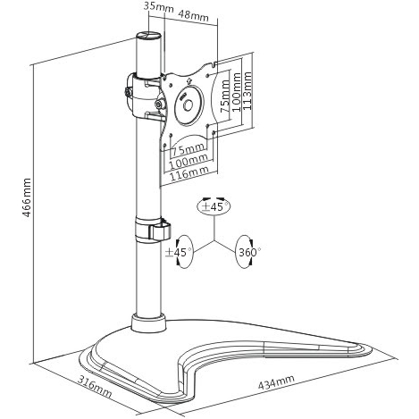 Кронштейн ITECHMOUNT MBS-01M Конструкция 1 степень свободы