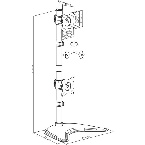 Кронштейн ITECHMOUNT MBS-21M Конструкція 1 ступінь свободи