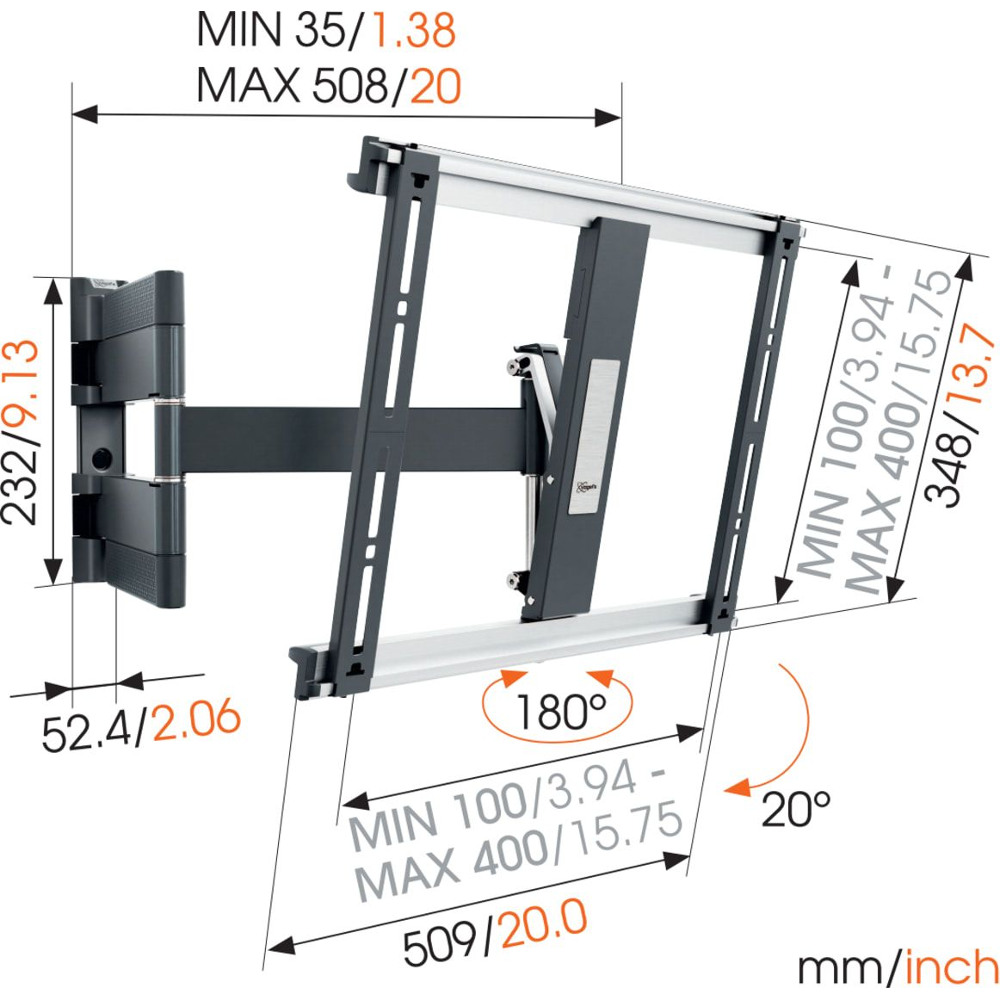 Кронштейн VOGELS THIN 445 Максимальна діагональ дисплея 22" (55 см)