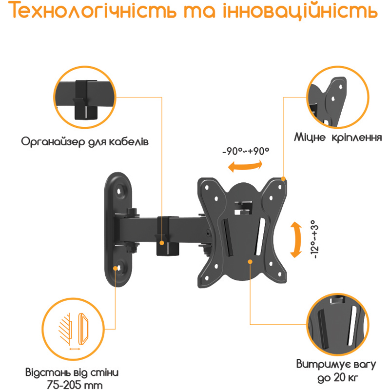 Кронштейн PIKO PTV-B10FM1 Диагональ 13-32
