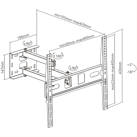 Кронштейн UNIBRACKET BZ 21-43 Стандарт VESA 75 Х 75