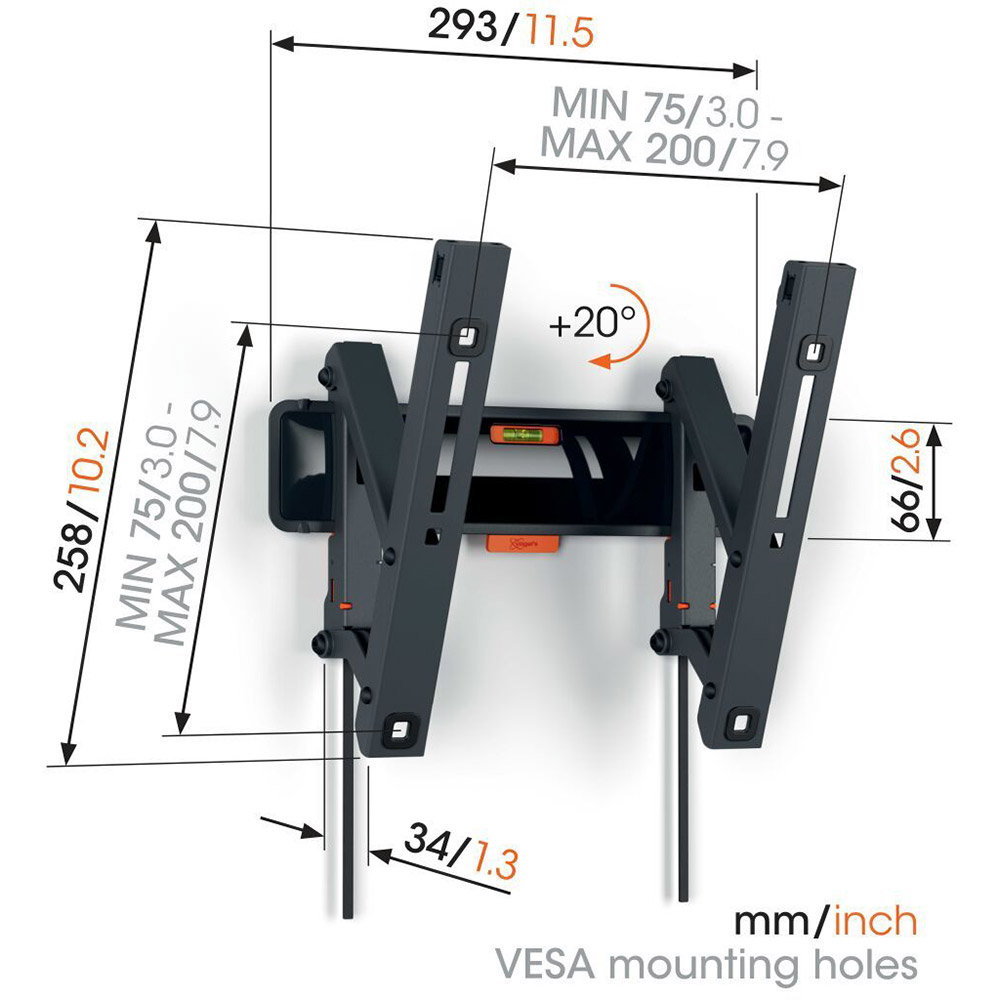 Кронштейн VOGELS TVM 3213 Black Конструкція з нахилом