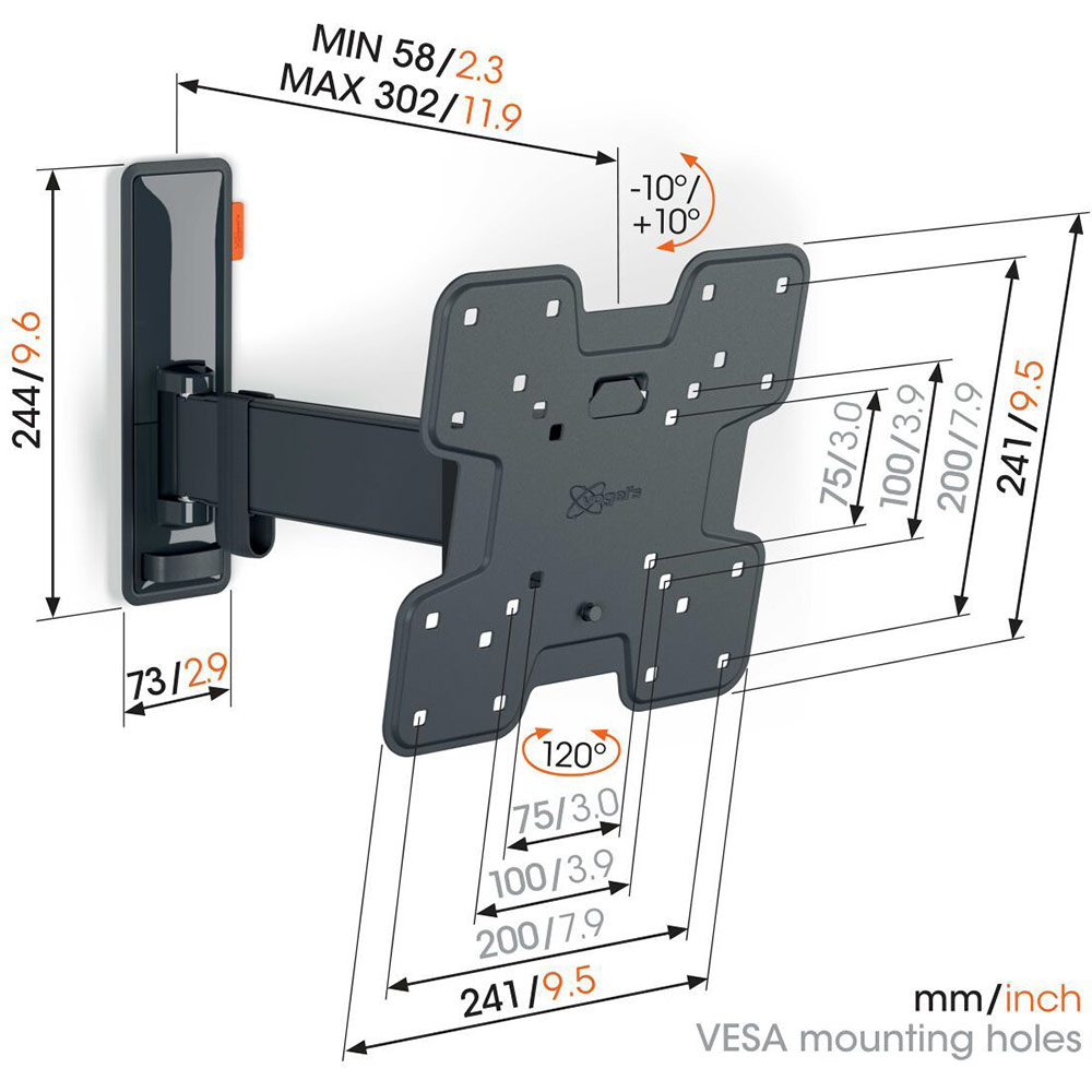 Кронштейн VOGELS TVM 3223 Black Конструкция 3 степени свободы