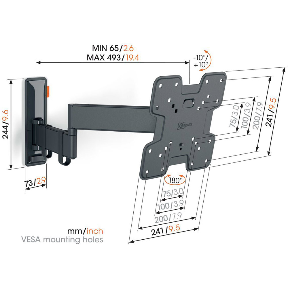 Кронштейн VOGELS TVM 3243 Black Конструкція 4 ступеня свободи