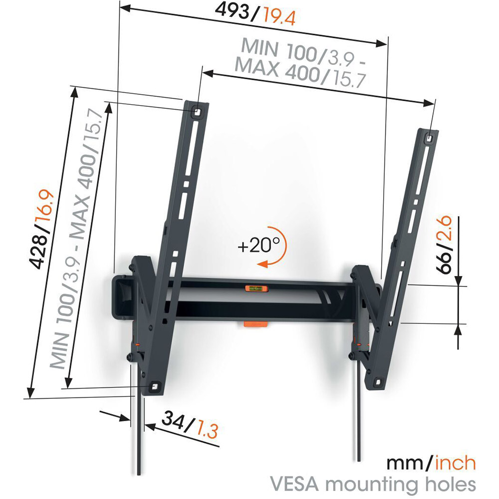 Кронштейн VOGELS TVM 3413 Black Конструкція з нахилом