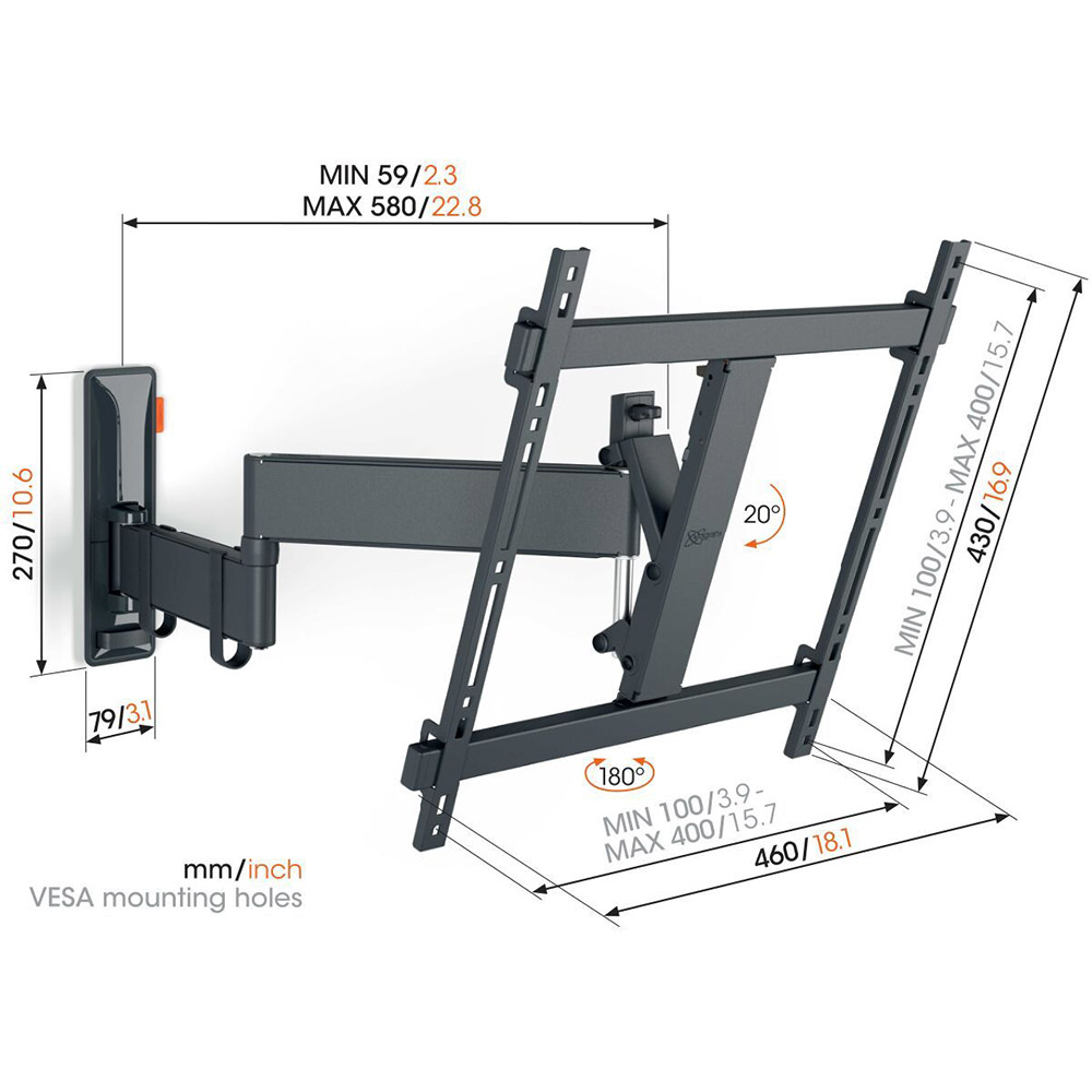 Кронштейн VOGELS TVM 3443 Black Конструкция 4 степени свободы 