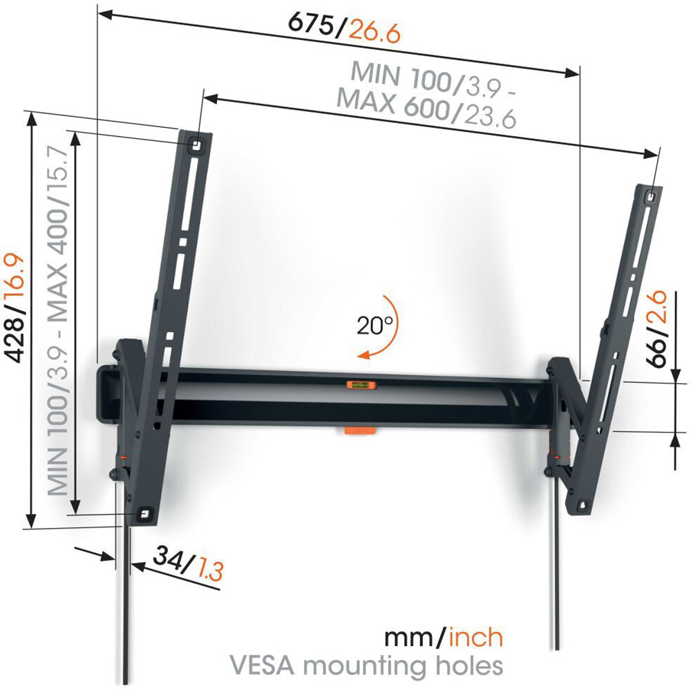 Кронштейн VOGELS TVM 3613 Black Конструкція з нахилом