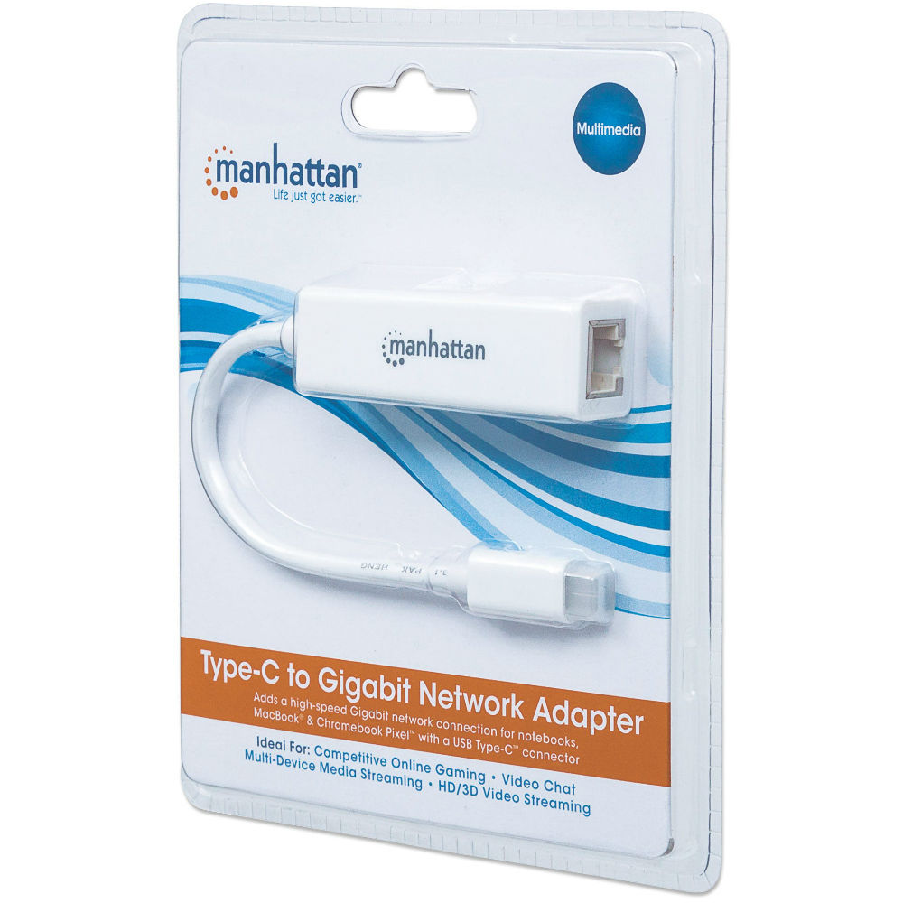 Внешний вид Переходник Manhattan INTRACOM USB Type C - Ethernet RJ45 1000 Mb (507585)