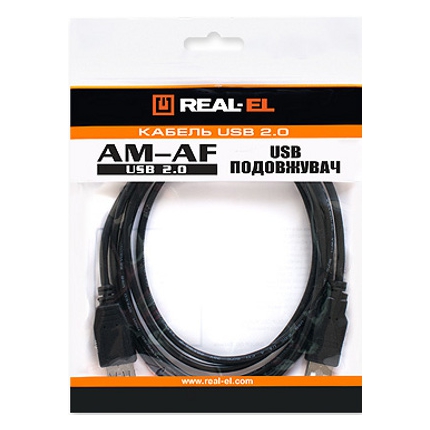 Кабель REAL EL USB 2.0 Pro AM-AF 2m black (EL123500028) Вид кабель