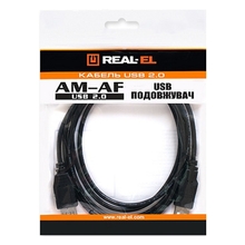 Кабель REAL EL USB 2.0 Pro AM-AF 2m black (EL123500028)