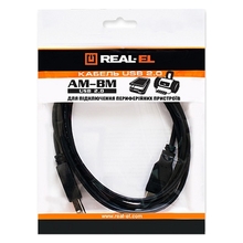 Кабель REAL EL USB 2.0 Pro AM-BM 2m black (EL123500026)