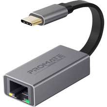 Адаптер Promate USB Type-C - RJ45 Grey (gigaLink-c.grey)