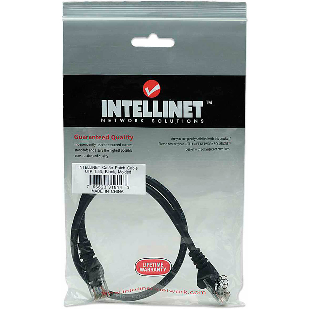 Патч-корд INTELLINET U/UTP Cat.5e 0.5 м Black (318143) Роз'єм 2 RJ45