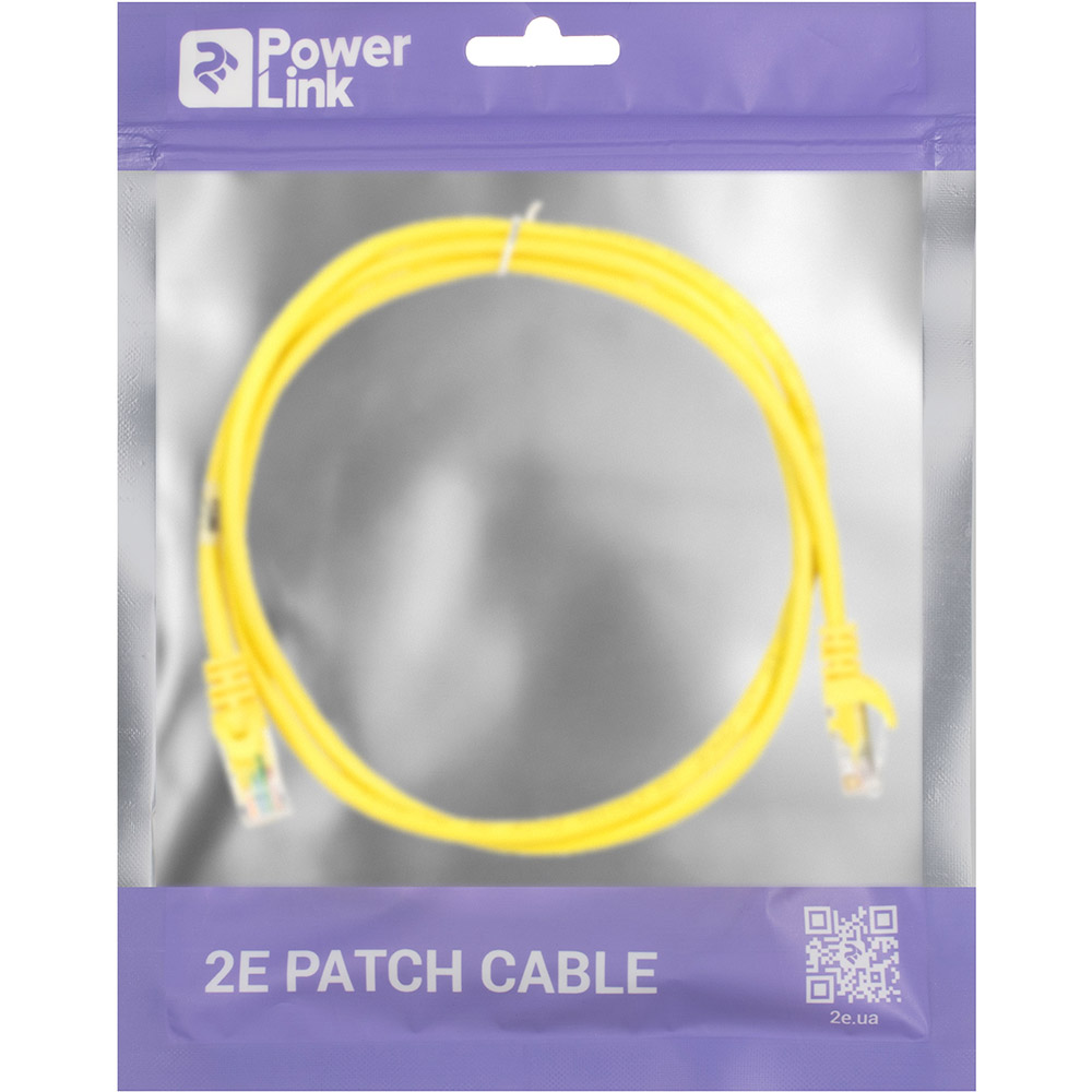 Патч-корд 2E Cat 5e UTP RJ45 26AWG 7/0 16 Cu PVC 1.2 м Yellow (2E-PC5ECOP-120YLW) Разъем 1 RJ45