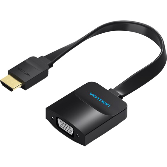 

Переходник Vention Flat HDMI-VGA 0.2 м со звуком и питанием (ACKBB), Перехідник HDMI-VGA, 0.2 m, зі звуком