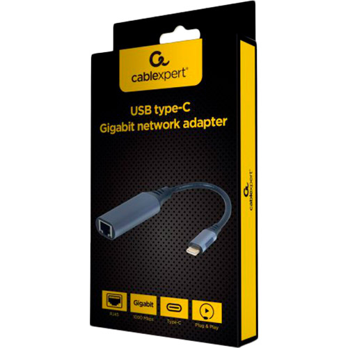 Кабель CABLEXPERT USB Type-C - RJ-45 0.15 м Black (A-USB3C-LAN-01) Разъем 1 USB тип C (папа)