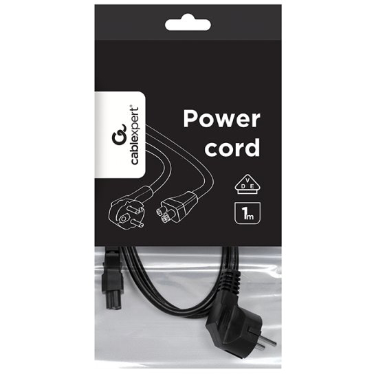 Кабель CABLEXPERT CEE7/7-C5 1 м 3x0.75 мм (PC-186-ML12-1M) Разъем 2 CEE 7/7 (Schuko)