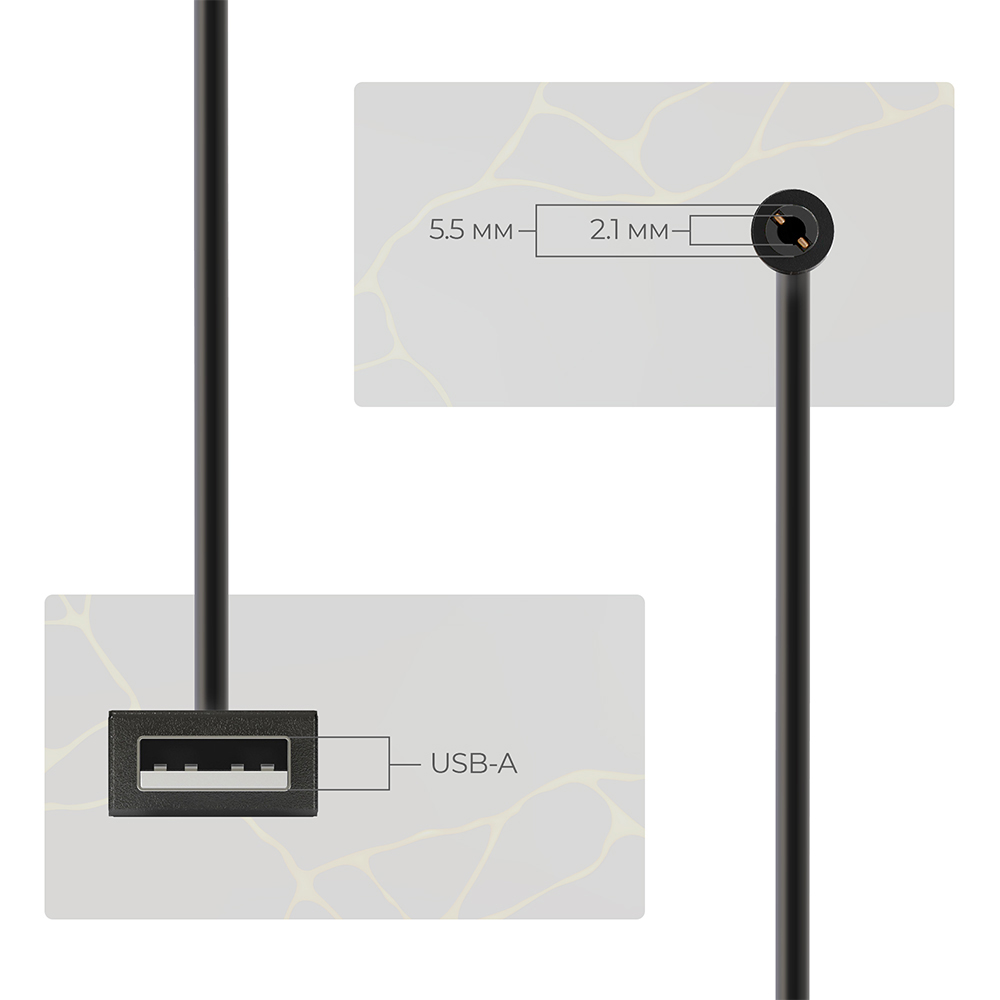 Кабель ARMORSTANDART для роутеров USB - DC 5.5x2.1 12V 0.8 м (ARM65663) Разъем 1 USB тип А (папа)