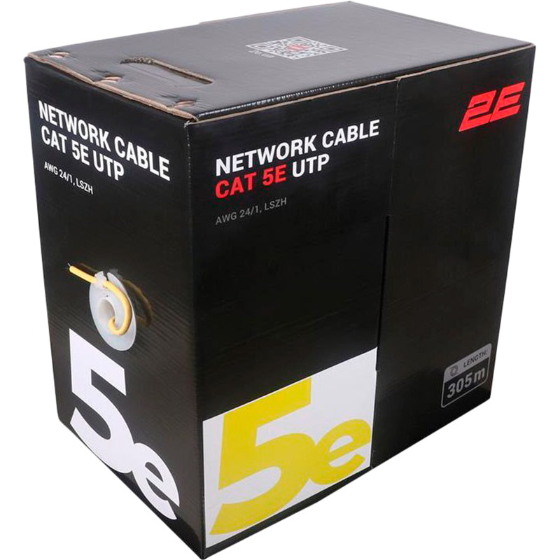 Кабель 2E CAT 5e FTP 305 м AWG 23/1 LSZH-1 Yellow (2E-CBL5EUTP-LSZH-YLW) Кабель 2E CAT 5e FTP 305 м AWG 23/1 LSZH-1 Yellow (2E-CBL5EUTP-LSZH-YLW)
