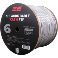 Кабель 2E CAT 6 FTP 305 м AWG 23/1 LSZH-1 Grey (2E-CBL6EFTP-LSZH1-GRY)