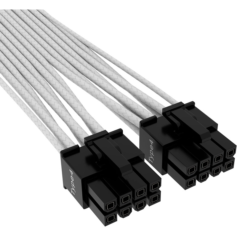 Фото 2 Кабель CORSAIR Premium Individually Sleeved 12+4pin PCIe Gen 5 Type 4 WHITE (CP-8920332)