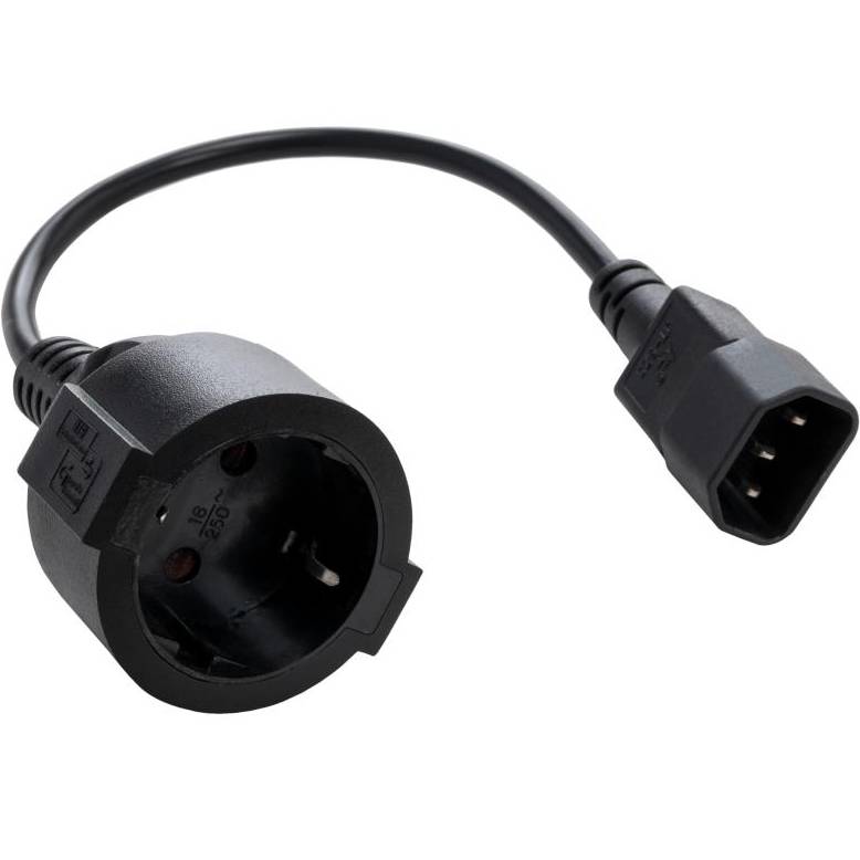 Кабель питания VINGA C14 M to Schuko F 0.75mm2 Copper (VPCC14S75C) Вид переходник