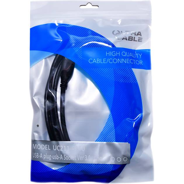 Кабель ULTRA USB 3.0 AF – AM 1.5 м (UC211-0150) Разъем 2 USB тип А (мама)