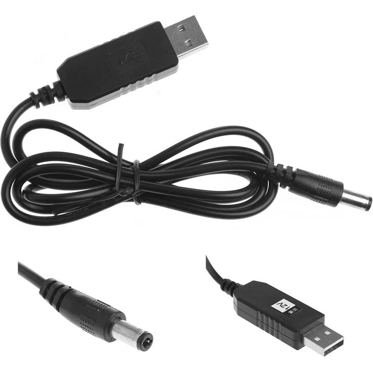 Кабель XOKO USB to DC 5.5х2.1 мм 5-12V 1A 0,95м Black (XK-DC512) Вид кабель