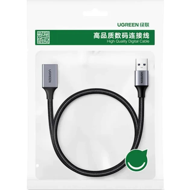 Перехідник UGREEN US115 USB-A - USB 3.0 0.5m Gray (90403193) Роз'єм 2 USB тип А (папа)