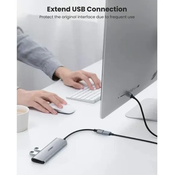 Изображение Переходник UGREEN US115 USB-A - USB 3.0 0.5m Gray (90403193)