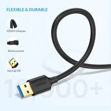 Кабель UGREEN US128 USB-A 3.0-USB-A 3.0 1m Black 10370 (90403223)