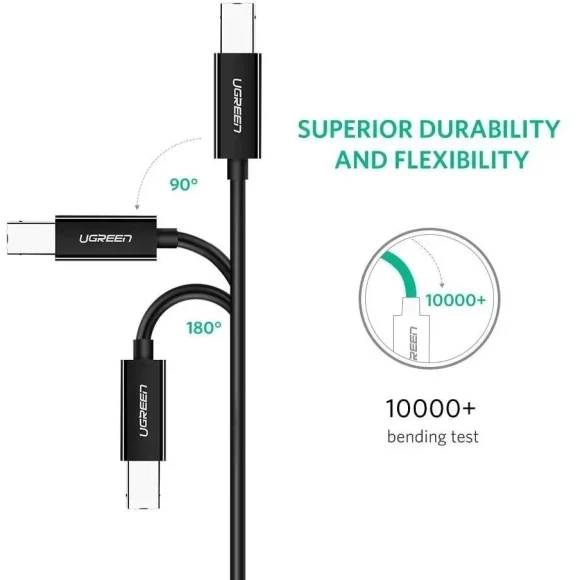 Кабель UGREEN US241 USB Type-C - USB Type-B 1 m Black (90403477) Вид кабель