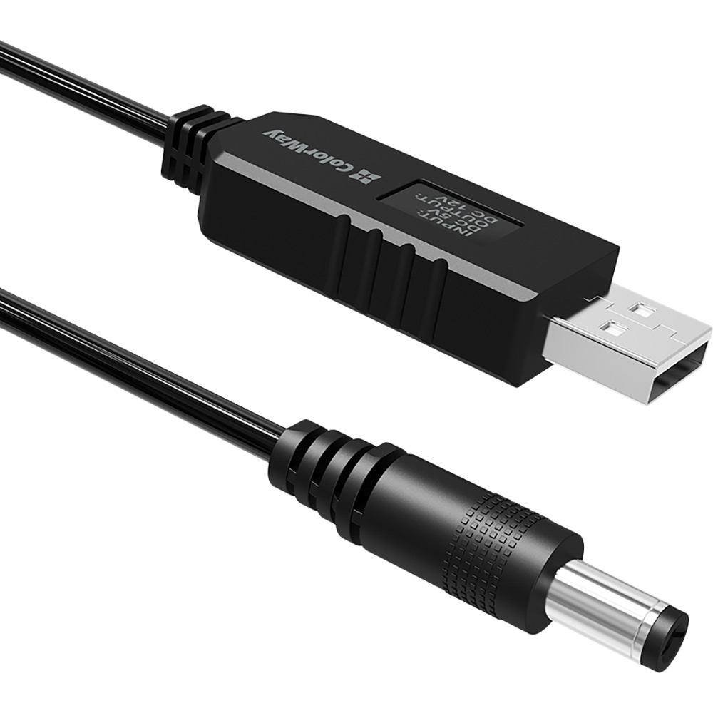 Кабель COLORWAY для роутера 12V (USB-DC 5.5х2.5mm) 1 м Black (CW-CBUD067-BK) Роз'єм 2 DC 5.5 x 2.5