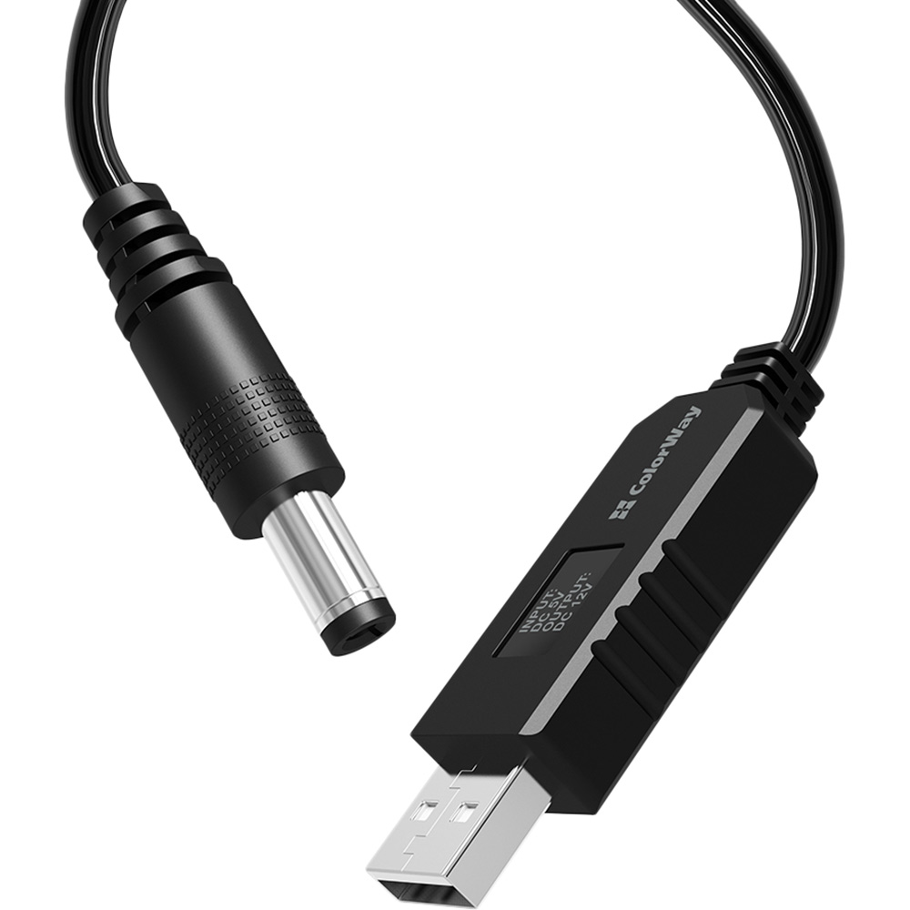 Кабель COLORWAY для роутера 12V (USB-DC 5.5х2.5mm) 1 м Black (CW-CBUD067-BK) Довжина 1