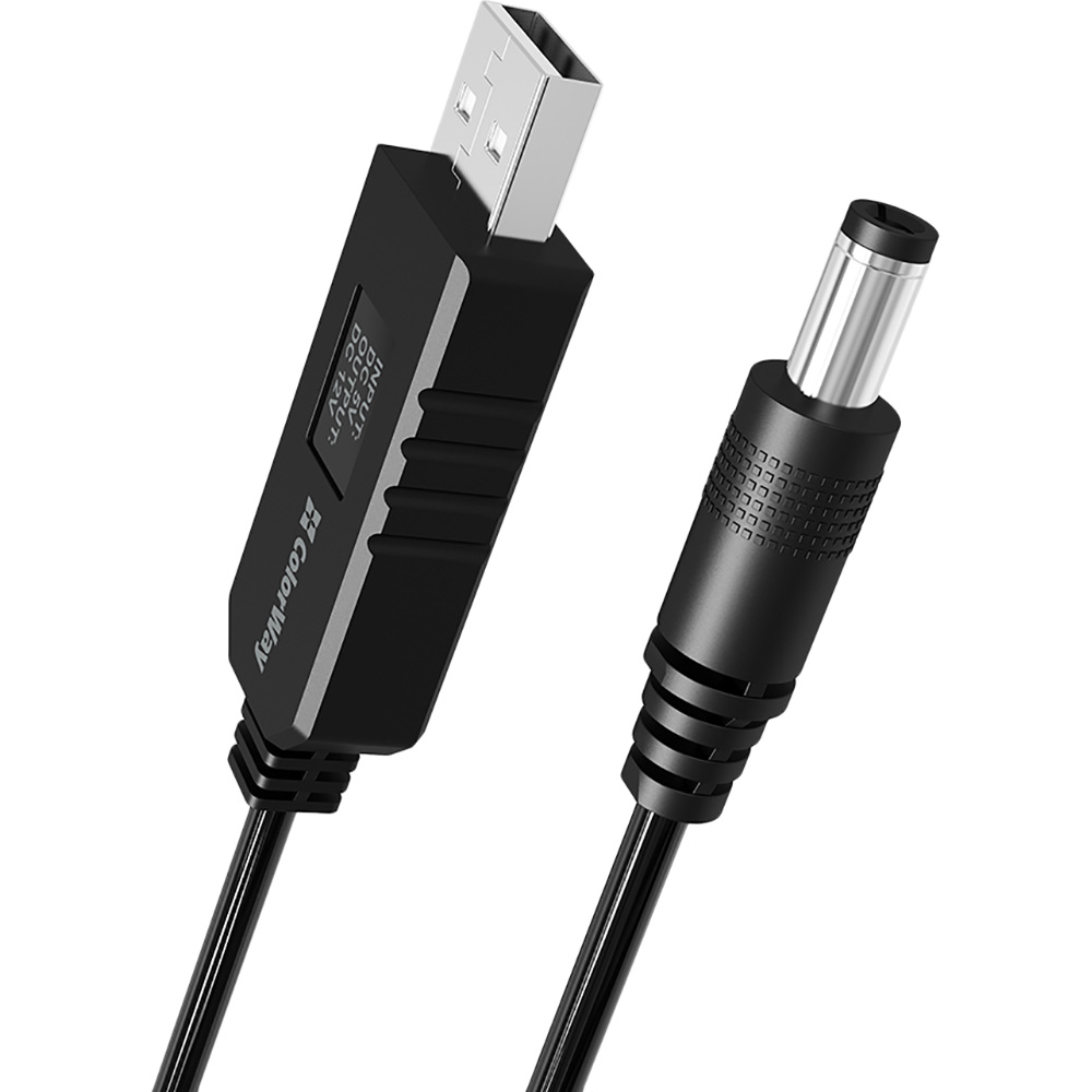 Кабель COLORWAY для роутера 12V (USB-DC 5.5х2.5mm) 1 м Black (CW-CBUD067-BK) Роз'єм 1 USB тип А (папа)