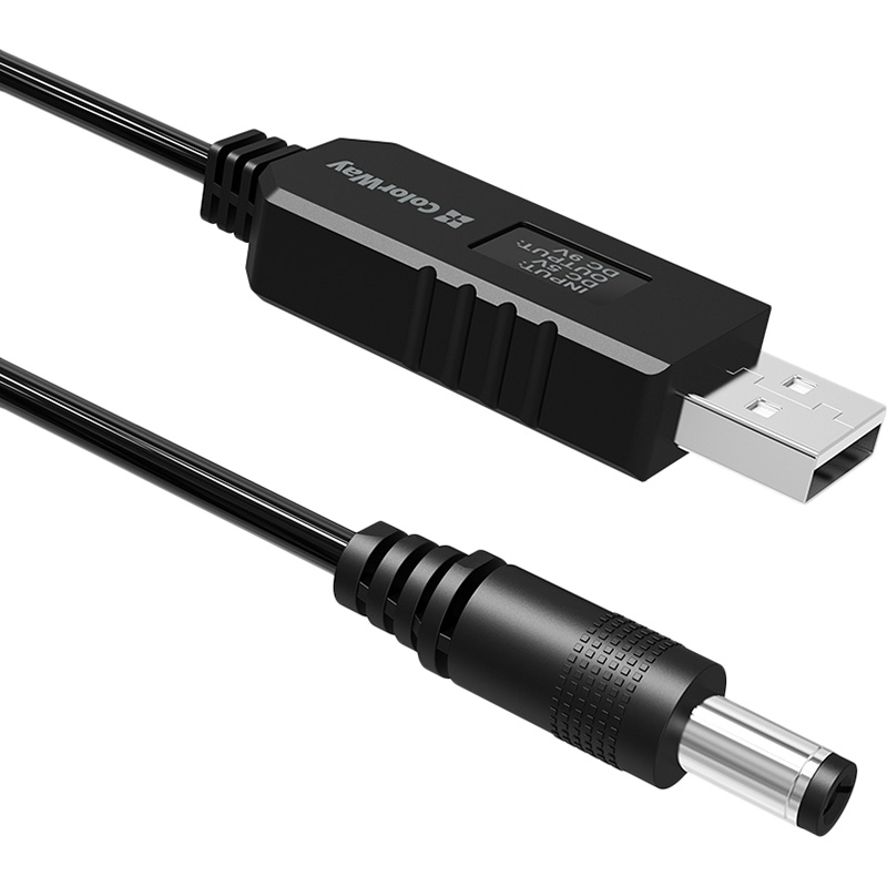 Кабель COLORWAY для роутера 9V (USB-DC 5.5х2.5mm) 1 м Black (CW-CBUD066-BK) Роз'єм 1 USB тип А (папа)