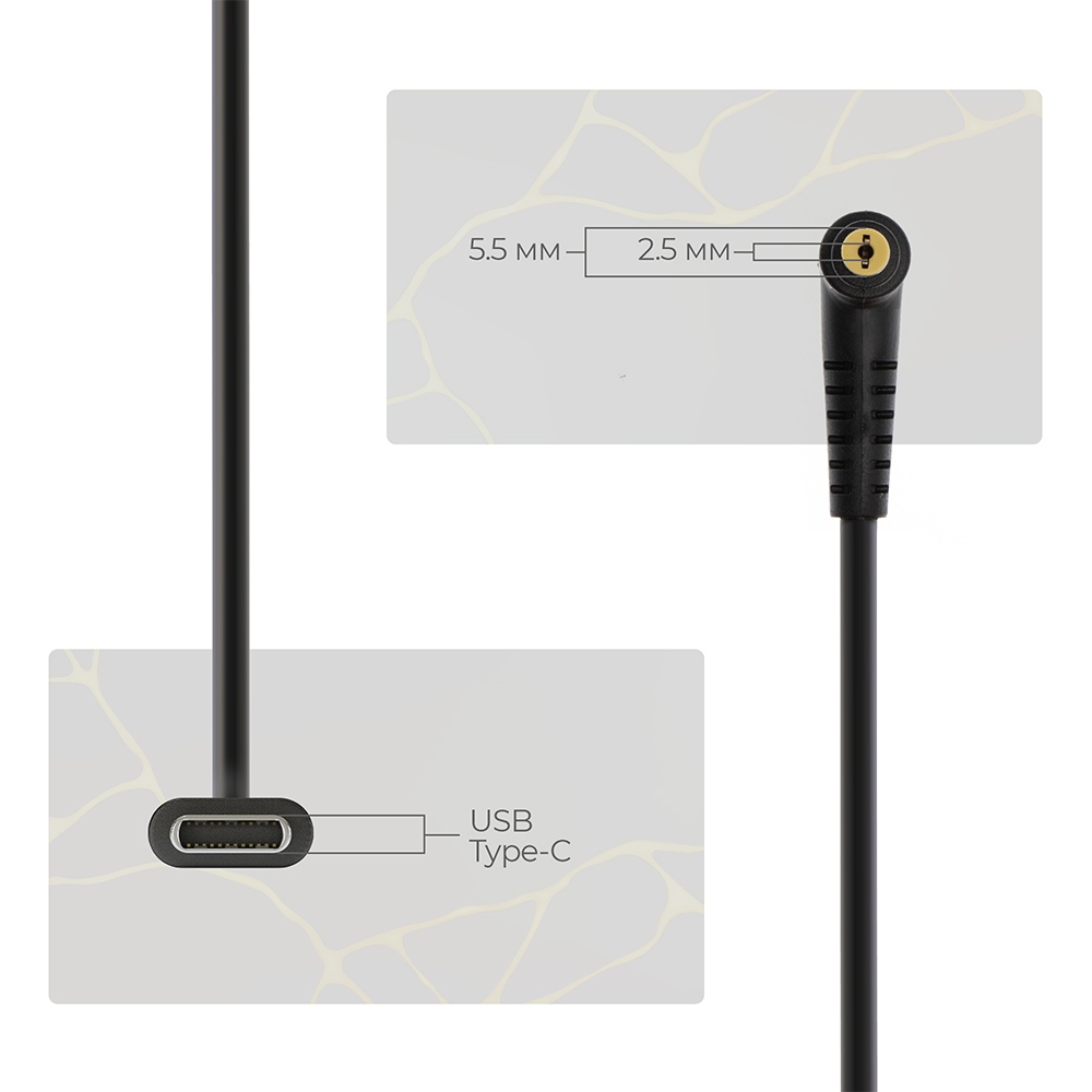 Кабель ARMORSTANDART USB-C-DC 5.5x2.5 18.5-20V 1 м (ARM79417) Роз'єм 1 USB тип C (папа)