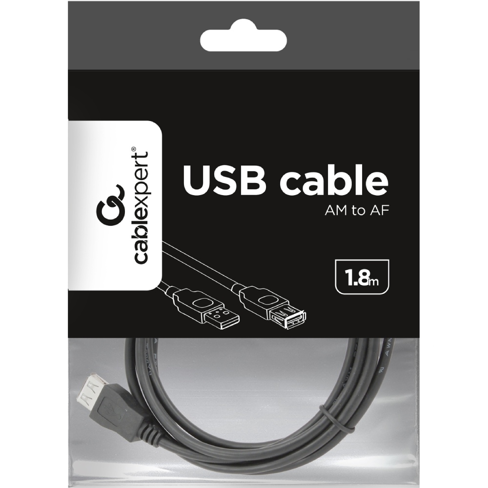 Кабель CABLEXPERT USB 2.0 1.8м Professional Black (CCP-USB2-AMAF-6) Разъем 2 USB тип А (мама)