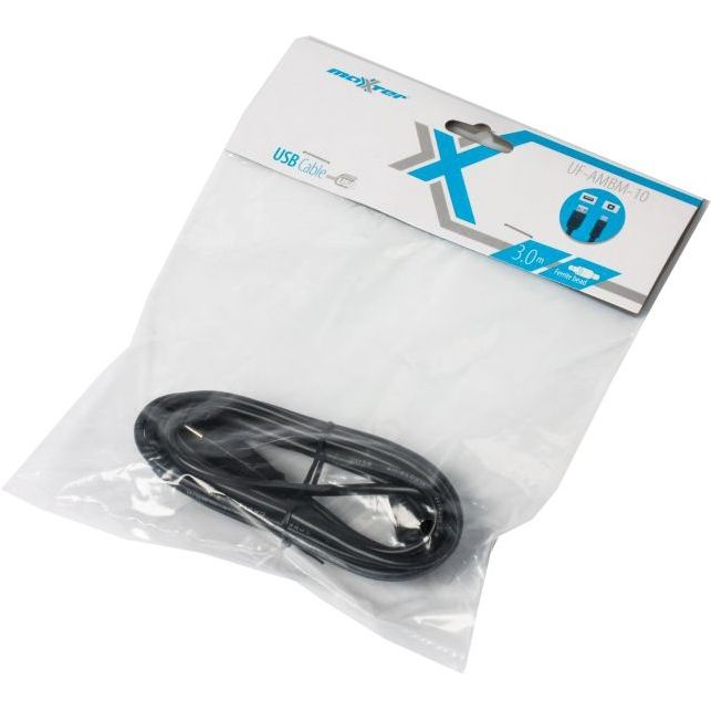 Кабель MAXXTRO USB2.0 AM/BM 3 м (UF-AMBM-10) Додатково феритовий фільтр