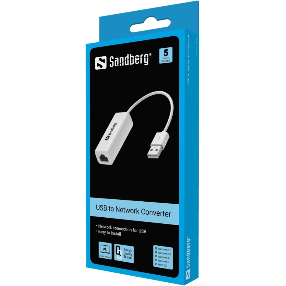 Переходник SANDBERG USB 2.0 - RJ45 White (133-78) Вид переходник