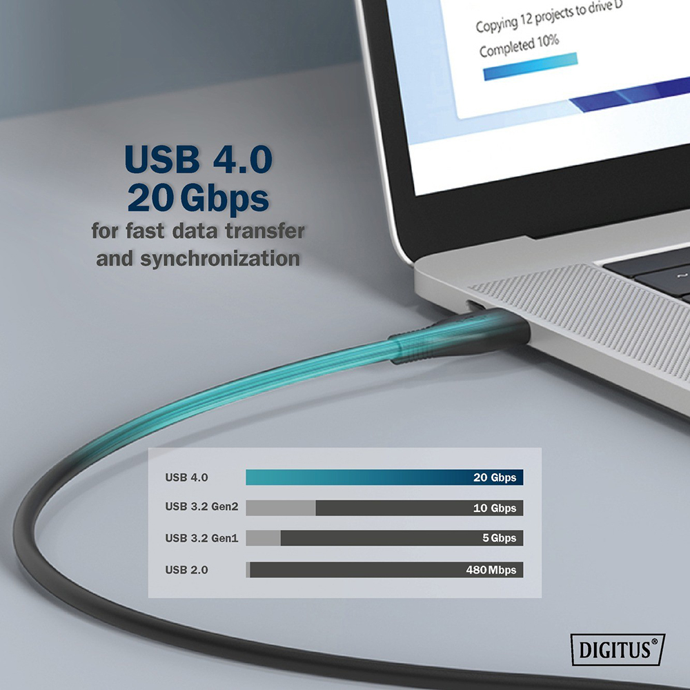 В Украине Кабель DIGITUS USB-C to USB-C USB 4.0 Gen2 Black (AK-300344-020-S)