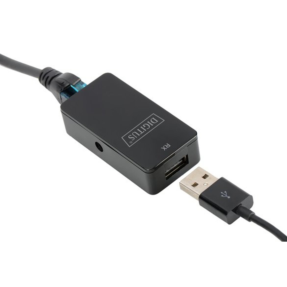 Перехідник DIGITUS USB 2.0 - UTP Cat5 Black (DA-70141) Роз'єм 2 RJ45