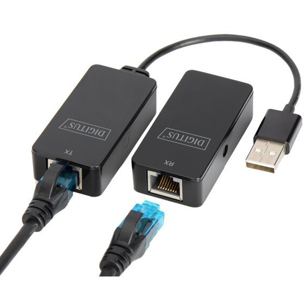 Переходник DIGITUS USB 2.0 - UTP Cat5 Black (DA-70141)